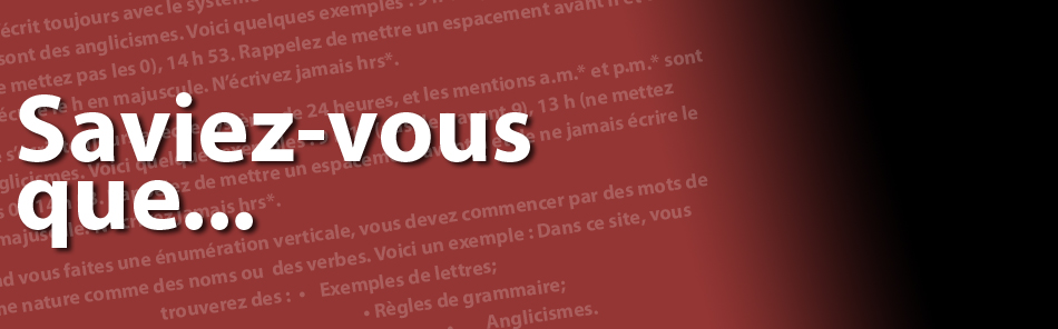 Saviez vous que